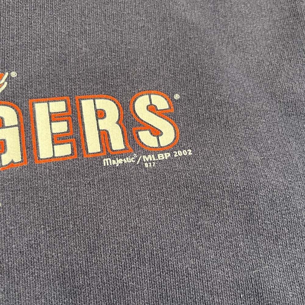 Vintage MLB Detroit Tigers Majestic Navy Blue Mens Medium Hoodie 2002 - Picture 6 of 12